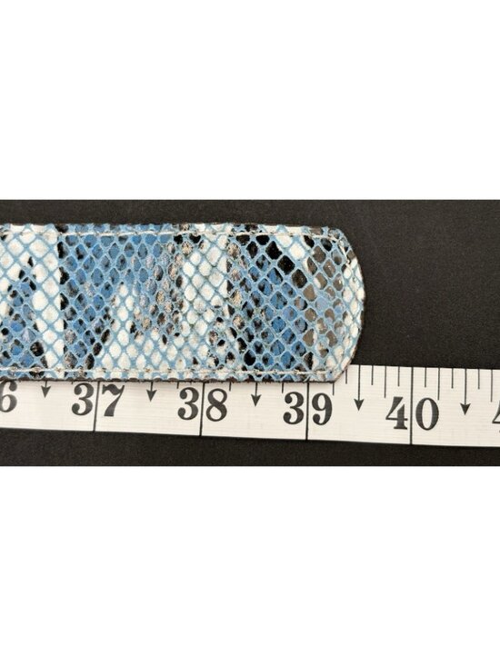 Just Cavalli Croc Leather Belt Blue Black White Crocodile Buckle Size 31-36 EUC main image 5